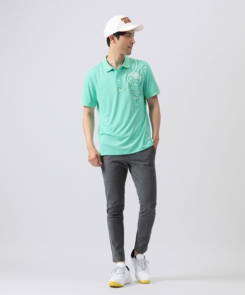 未使用新品 サイコバニー WAVY CHECK ビッグロゴ 半袖 ポロシャツ M GOLF] WAVY CHECK ビッグロゴ 半袖 ポロシャツ｜サイコバニーの