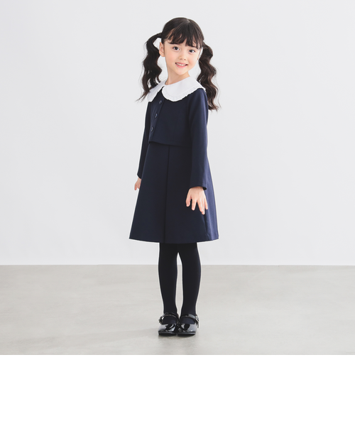 美品　こどもビームス　ネイビーフォーマルワンピース　115 セレモニー BIG襟 ドッキング ワンピース 2025SS（100～130cm
