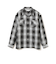ポリエステル チェック オープンカラー シャツ