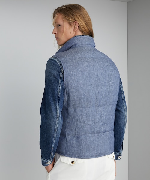 ブルネロクチネリ　リネンダウンベスト　XS 直営店セール】ブルネロクチネリ ダウンベスト 限定モデル (BRUNELLO