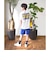 【大人向けサイズあり】天竺・ドロップショルダーバックプリントポップロゴ半袖Tシャツ