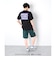 【大人向けサイズあり】天竺・ドロップショルダーバックプリントポップロゴ半袖Tシャツ