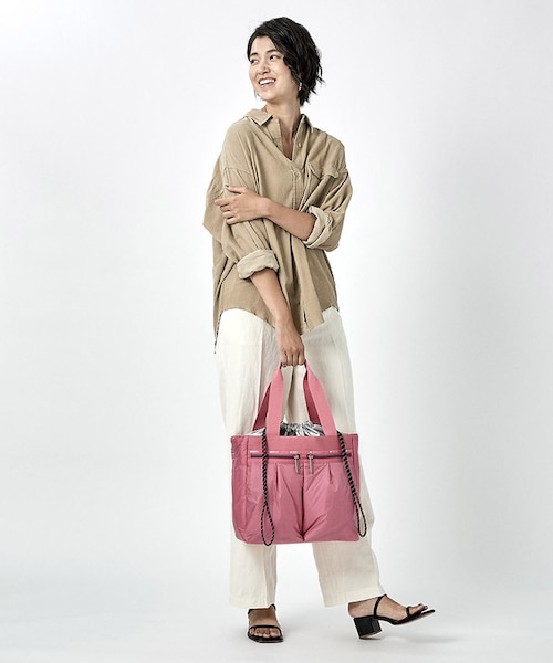 レスポ　大草直子コラボ　DRAWSTRING TOTEリップスティックピンク DRAWSTRING TOTE リップスティックピンクC｜レスポートサックの