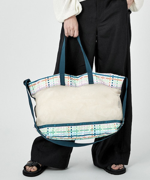 LeSportsac メッシュバッグ ホワイト 美品！完売品 lesportsac 神崎恵コラボ レスポートサック MEDIUM MULTI TOTE