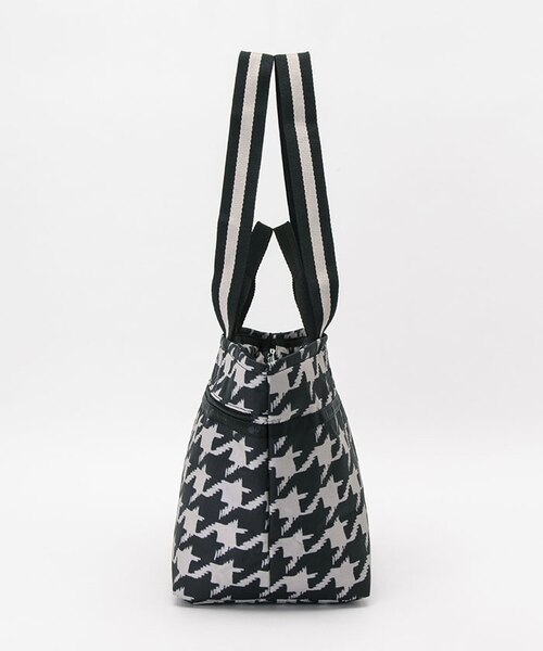 Tバック2枚　黒と白黒 TWO HANDLE ZIP TOTE ブラック/ベージュハウンズトゥース