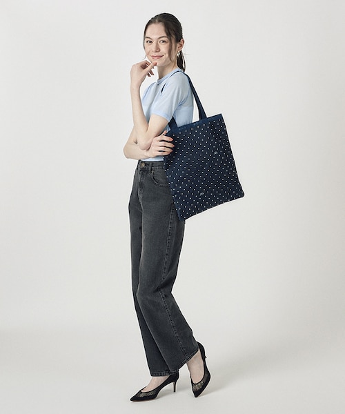 LARGE EMERALD TOTE NAVY PETITE DOT レスポ LARGE EMERALD TOTE ネイビープティドット｜レスポートサックの