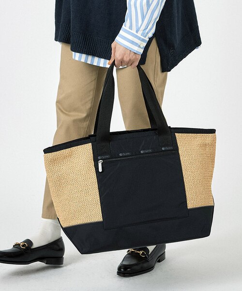 RAFFIA E/W TOTE リサイクルブラックラフィア｜レスポートサックの