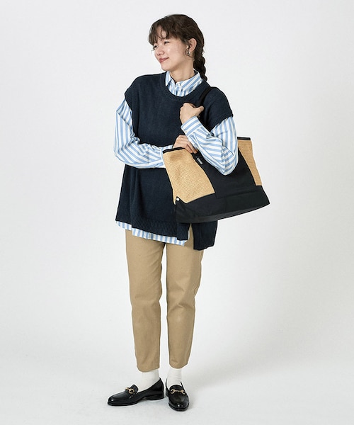 RAFFIA E/W TOTE リサイクルブラックラフィア｜レスポートサックの