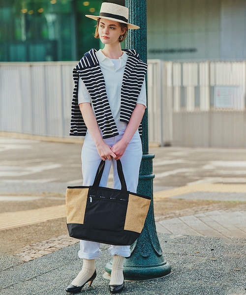 RAFFIA E/W TOTE リサイクルブラックラフィア｜レスポートサックの