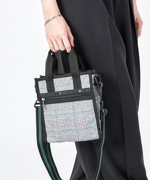 和装用バッグと下駄　黒　グレー　グリーン MINI N/S TOTE グレー/グリーンチェック｜レスポートサックの