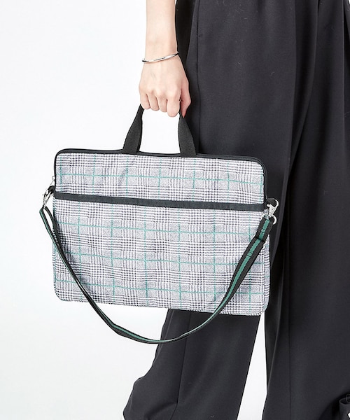 TH LAPTOP CASE 15 グレー/グリーンチェック｜レスポートサックの