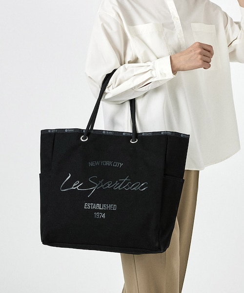 S.T.E.M. ブラック キャンバスバッグ CANVAS EASY TOTE ジェットブラックキャンバススクリプト