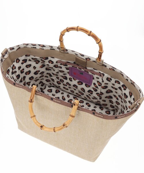 レスポ LG BAMBOO BOOK TOTEラフィアストライプディープシー LeSportsac(レスポートサック)の「LG BAMBOO BOOK TOTEラフィア