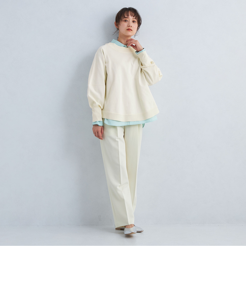 スウェットライク ドルマン プルオーバー ニット -ウォッシャブル