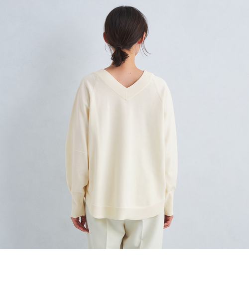 スウェットライク ドルマン プルオーバー ニット -ウォッシャブル