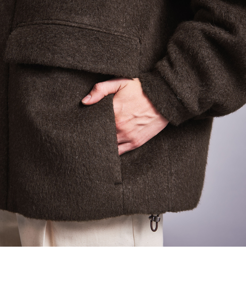 monkey time＞ メランジ シャギー スタンドカラー ジャケット