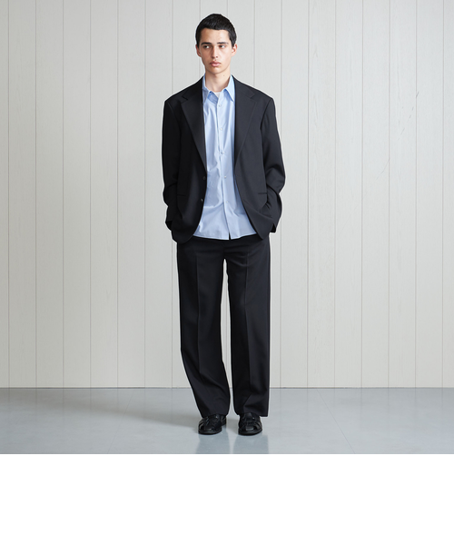 H＞ ウール ツイスト カルゼ ワイド テーパード パンツ｜ユナイテッド