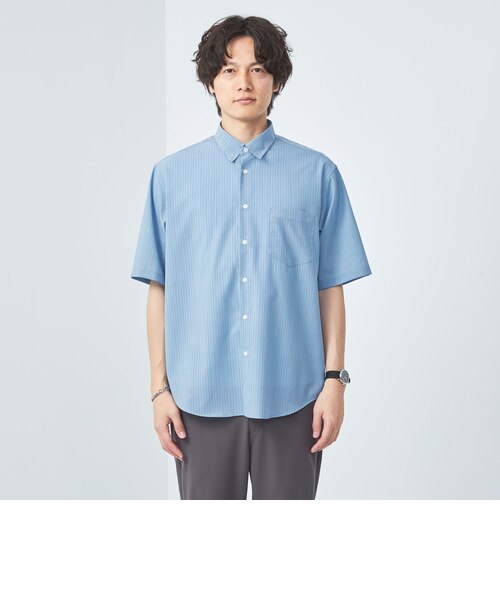 TW ウォッシャブルトロ ジャストルーズ ストライプ シャツ -ストレッチ