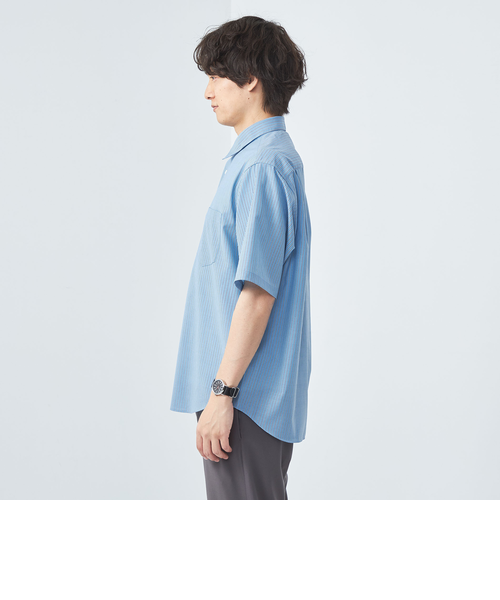 TW ウォッシャブルトロ ジャストルーズ ストライプ シャツ -ストレッチ