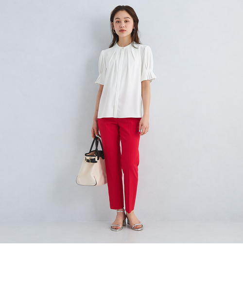 25年 極上美品 UNITED ARROWS タック ショートスリーブ ブラウス 袖 タック ショート スリーブ ブラウス -マシンウォッシャブル