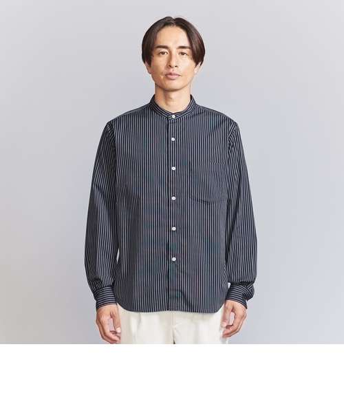 UNITED ARROWS バンドカラー　ストライプ　ロング　シャツ BEAUTY&YOUTH UNITED ARROWS（ビューティーアンドユース