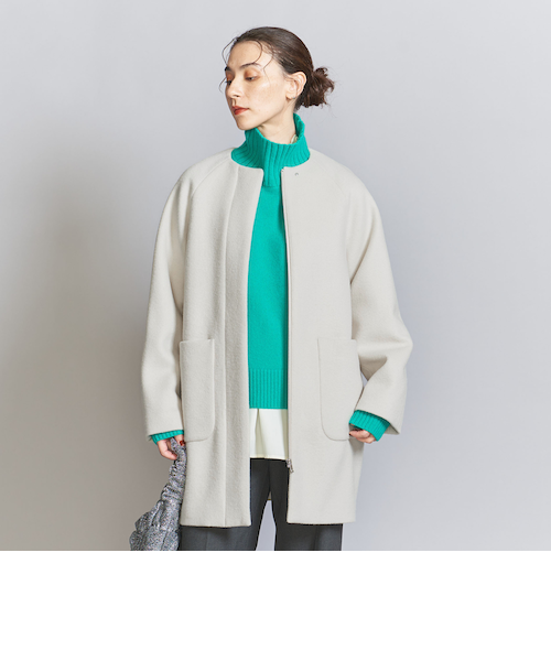 ウールブレンド ノーカラーミドルコート｜ユナイテッドアローズ