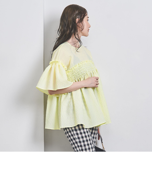 24SS✨タグ付✨アローズ エアリージャガードシャーリングフレアスリーブブラウス UNITED ARROWS LTD. OUTLET｜エアリージャカード シャーリング
