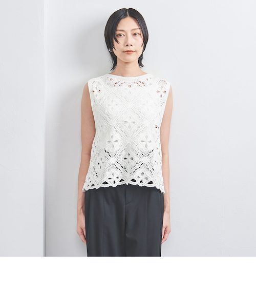 クロシェ風 エンブロイダリー ノースリーブニット｜ユナイテッド