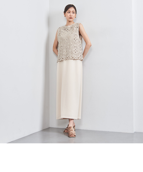 クロシェ風 エンブロイダリー ノースリーブニット｜ユナイテッド