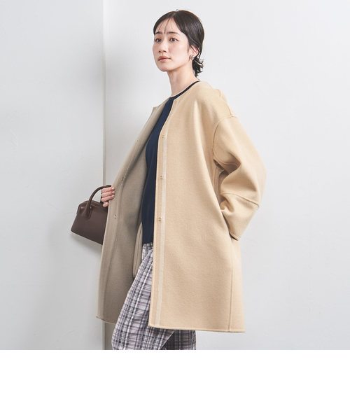 ✨美品　ユナイテッドアローズ カシミヤ混 ノーカラー ベルスリーブコート 中古・古着通販】UNITED ARROWS (ユナイテッドアローズ) ノーカラー