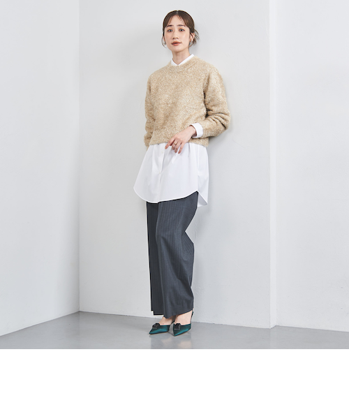【美品】ユナイテッドアローズ　ラメ クルーネック スウェット ニット グリッターラメ クルーネック ニット｜ユナイテッドアローズ