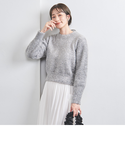 美品❣️ ユナイテッドアローズ ＊ラメ クルーネック スウェット ニット＊ ラメ クルーネック スウェット ニット