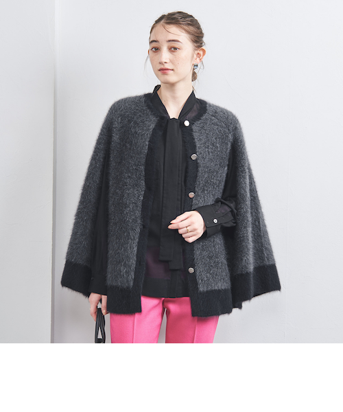 ユナイテッドアローズ　ブラック ケープカーディガン フォックス カシミヤ ケープ｜ユナイテッドアローズ アウトレットの