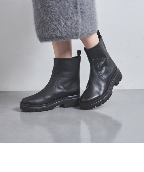 【BLACK】ラウンド フラット ショートブーツ UNITED ARROWS LTD. OUTLET｜ラウンド フラット ショートブーツ