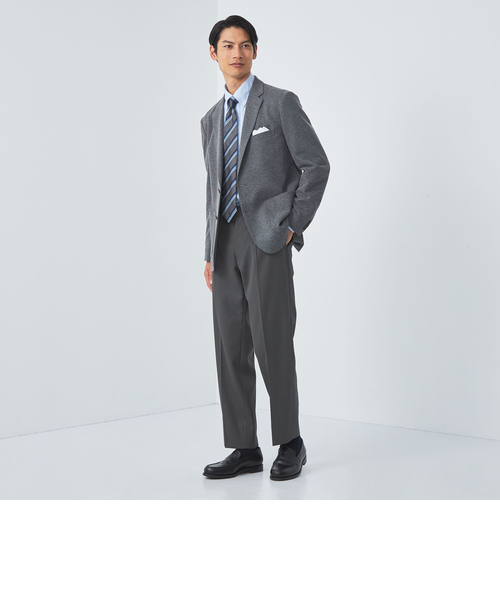 ユナイテッドアローズ パンツスーツ  ウォッシャブル 伸縮性 グレー L/ M TW ツイル サイドアジャスター 1プリーツ スラックス -マシン