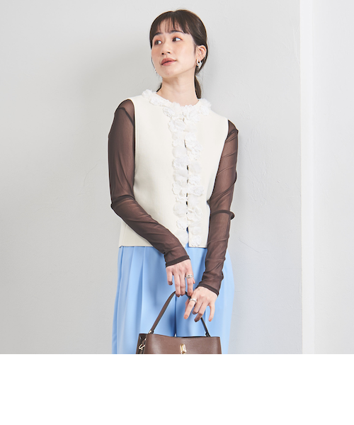 【4/26迄出品】UNITED ARROWS 3D フラワーモチーフニットベスト UNITED ARROWS 3D フラワーモチーフ ノースリーブニットベスト