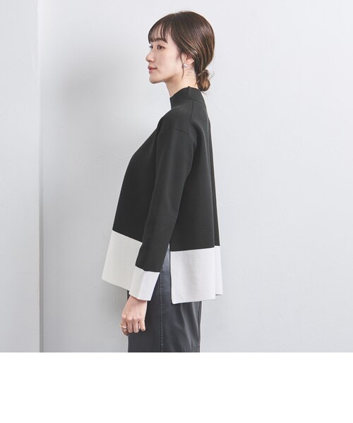 【極美品】UNITED ARROWS 近年 テントラインハイネックニット 黒×白 テントライン ハイネック ニット｜ユナイテッドアローズ アウトレット