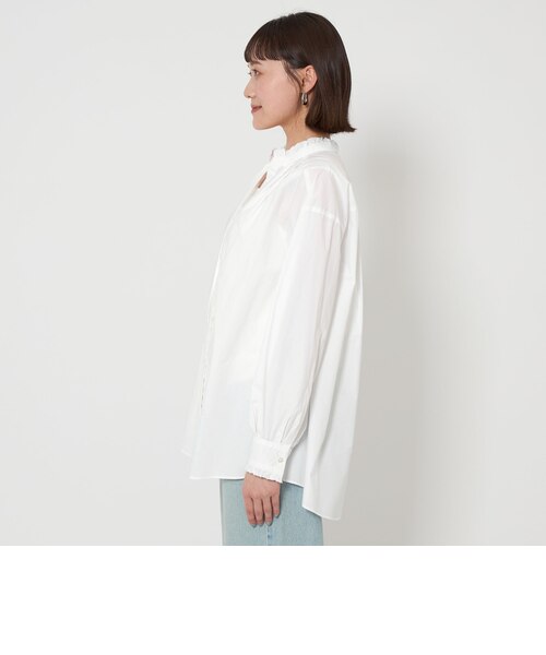 美品ユナイテッドアローズUNITEDARROWSフリルクルーネックブラウス 36 UNITED ARROWS（ユナイテッドアローズ）の「UBC フリル クルーネック