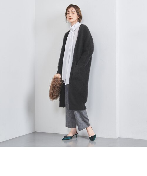 ユナイテッドアローズ フォックス カシミヤ ミドル カーディガン　グレー フォックス カシミヤ ロングカーディガン