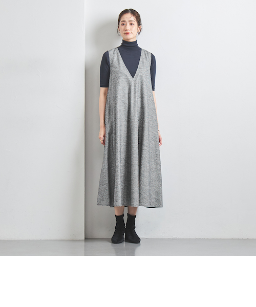 W Vネック チェック ロングワンピース｜ユナイテッドアローズ