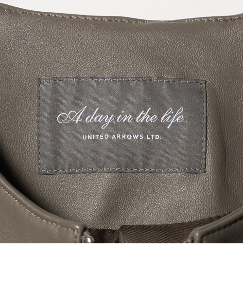 【極美品】A day in the life ラムレザージャケット ノーカラー ノーカラージャケット レディース 本革 レザージャケット