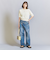 ダメージ ラップワイド デニムパンツ