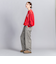 裏起毛ヘリンボーン タックワイドパンツ -ウォッシャブル-