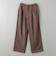 裏起毛ヘリンボーン タックワイドパンツ -ウォッシャブル-