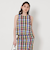 チェック フレアノースリーブ トップス