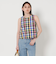 チェック フレアノースリーブ トップス