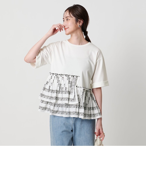 エンブロイダリープリーツ コンビ Tシャツ｜ユナイテッドアローズ