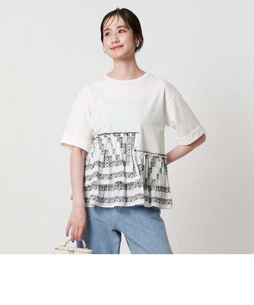 エンブロイダリープリーツ コンビ Tシャツ｜ユナイテッドアローズ