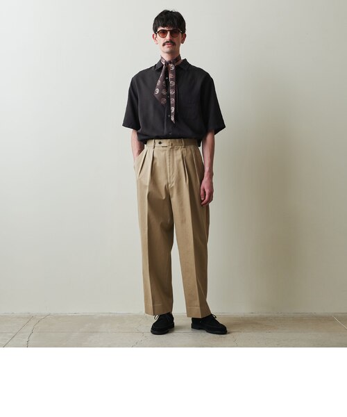 【NATURAL】<Steven Alan> ドレープ コードレーン レギュラーカラー ショートスリーブ シャツ ALINE LOOSE CASUAL Steven Alan＞ ドレープ コードレーン レギュラーカラー ショート