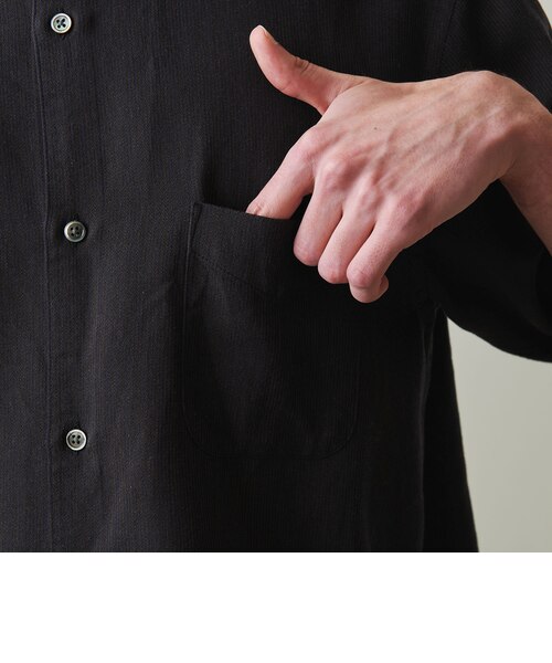 【NATURAL】<Steven Alan> ドレープ コードレーン レギュラーカラー ショートスリーブ シャツ ALINE LOOSE CASUAL Steven Alan＞ ドレープ コードレーン レギュラーカラー ショート